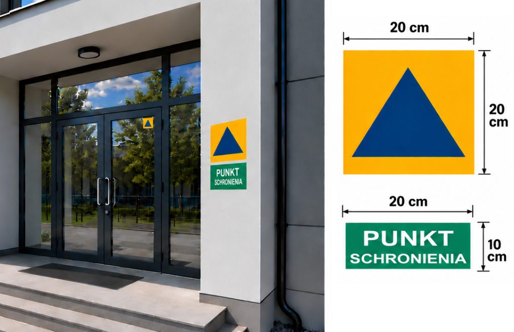PUNKT SCHRONIENIA oznakowanie budywnów